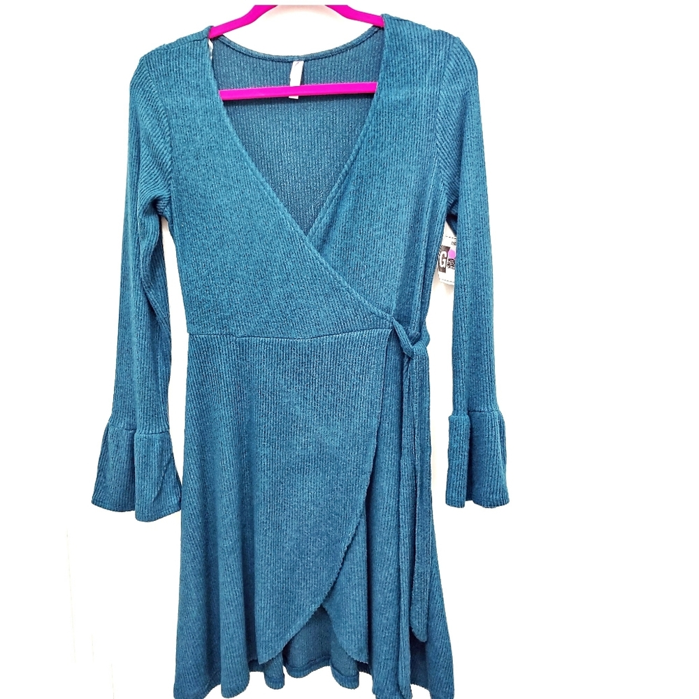 ``D25415 Xhilaration Teal/Blue Wrap Dress